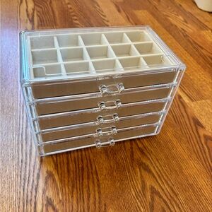 acrylic jewelry organizer 5 drawer clear storage box earring ring holder